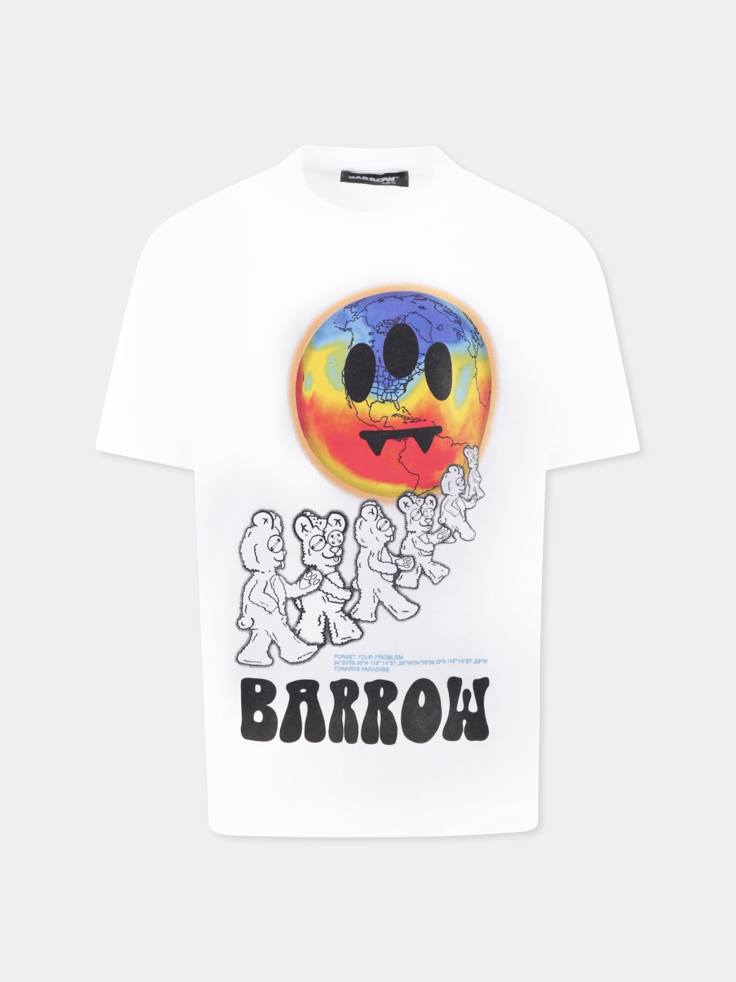 T-shirt bianca per bambini con smile e stampa Bear
