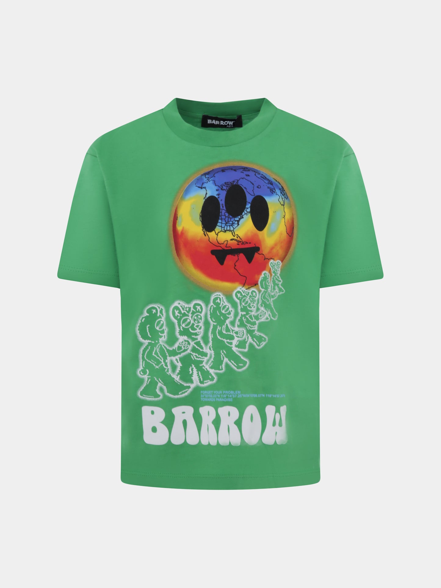 T-shirt verde per bambini con smile e orsi