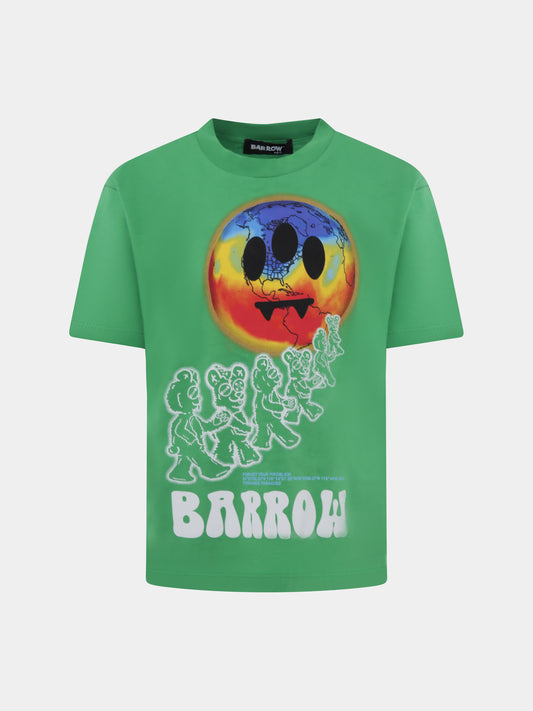 T-shirt verde per bambini con smile e orsi