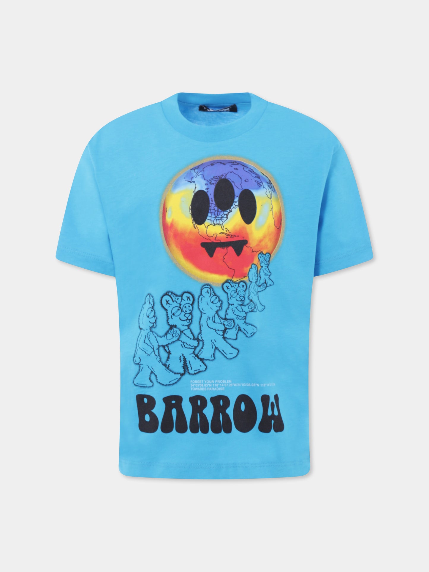 T-shirt azzurra per bambini con smile e stampa Bear