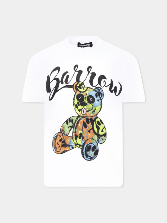 T-shirt bianca per bambini con stampa Bear