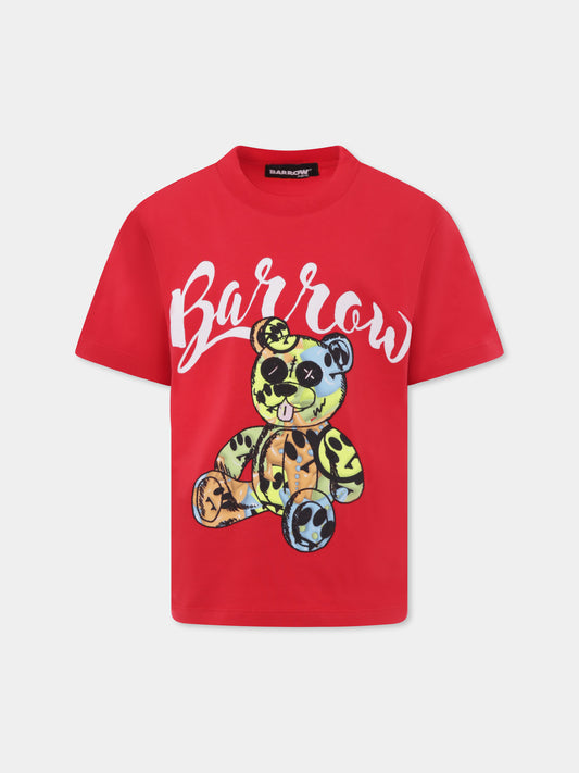 T-shirt rossa per bambini con stampa Bear