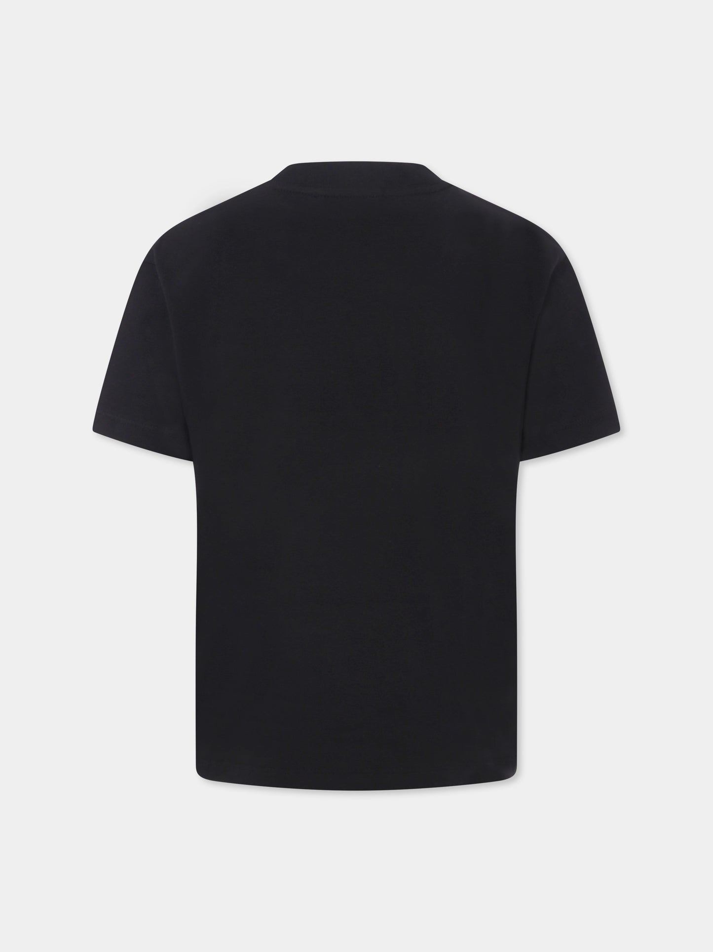 T-shirt nera per bambini con smile e logo