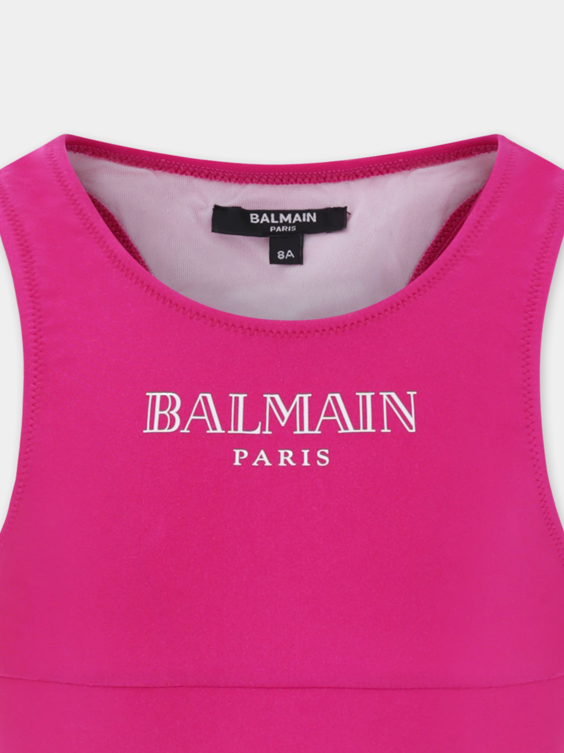 Bikini fucsia per bambina con logo,Balmain Kids,BWCA2D Z0005 50LBC