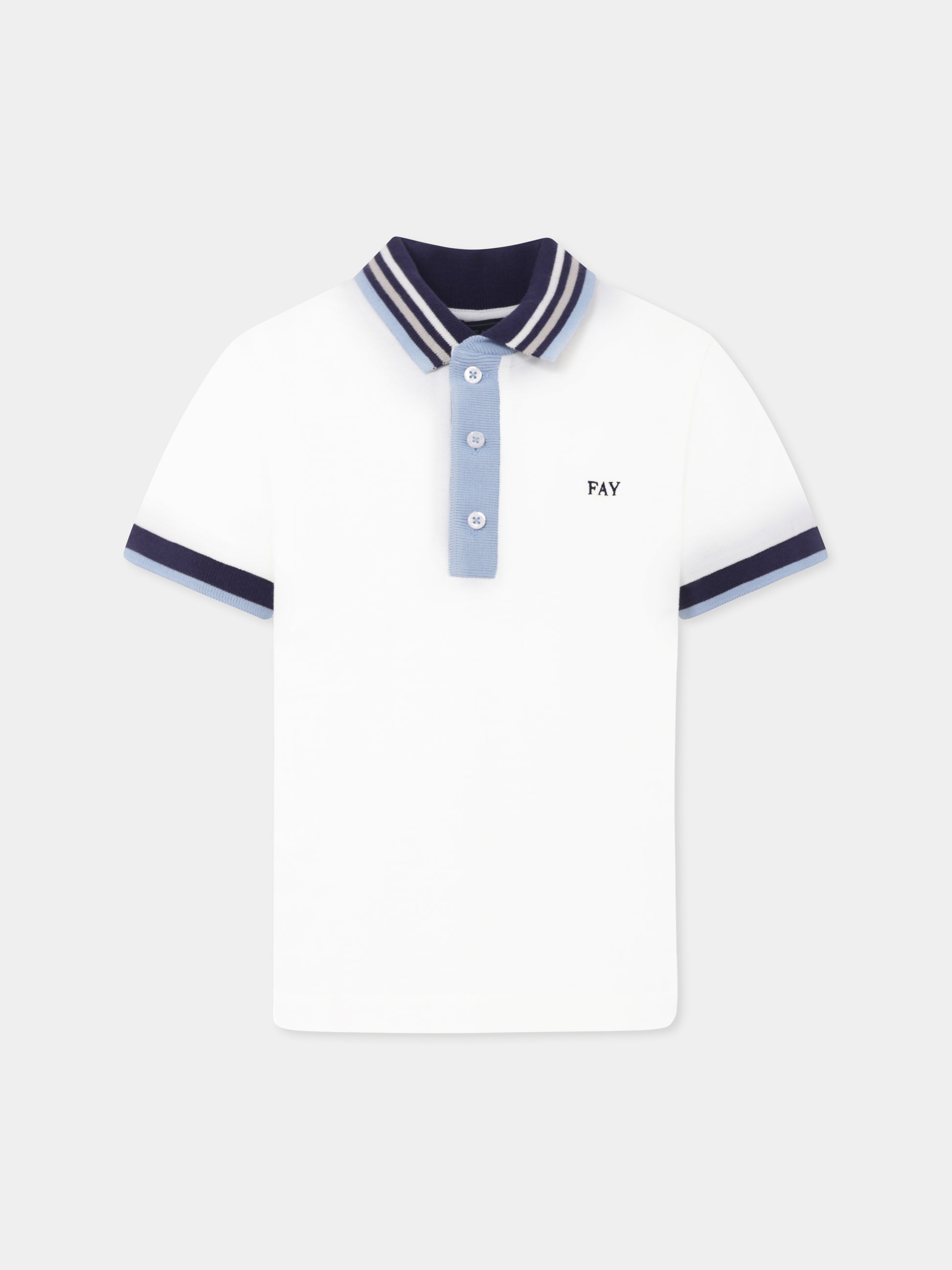 Polo avorio per bambino con logo,Fay Kids,FW8P61 Z0022 178BL