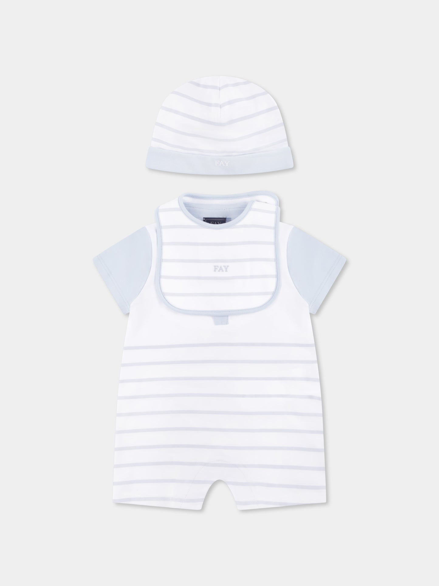 Set pagliaccetto azzurro per neonato con logo