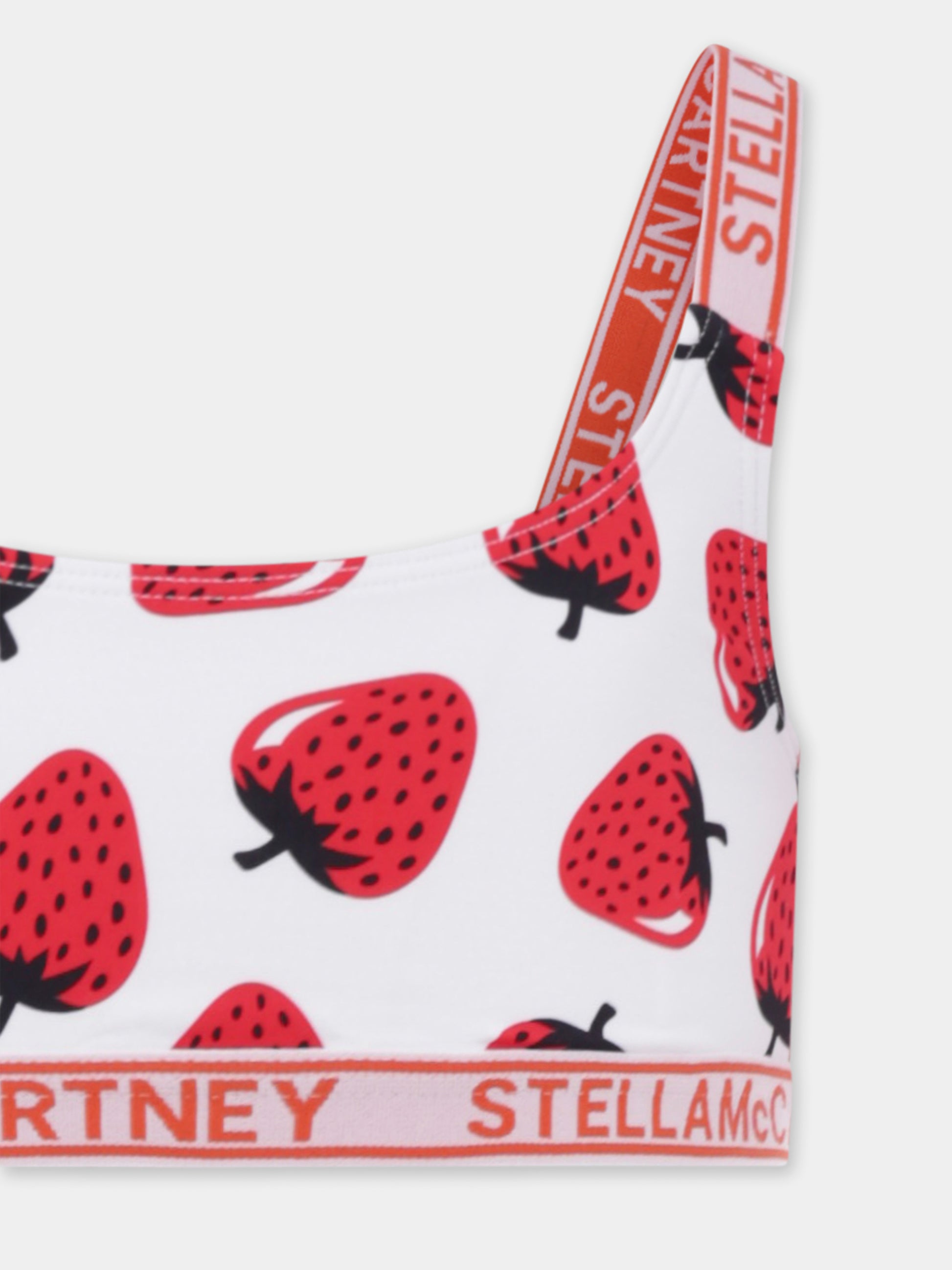 Bikini bianco per bambina con stampa fragola all over,Stella Mccartney Kids,TWCB25 Z2682 101MC