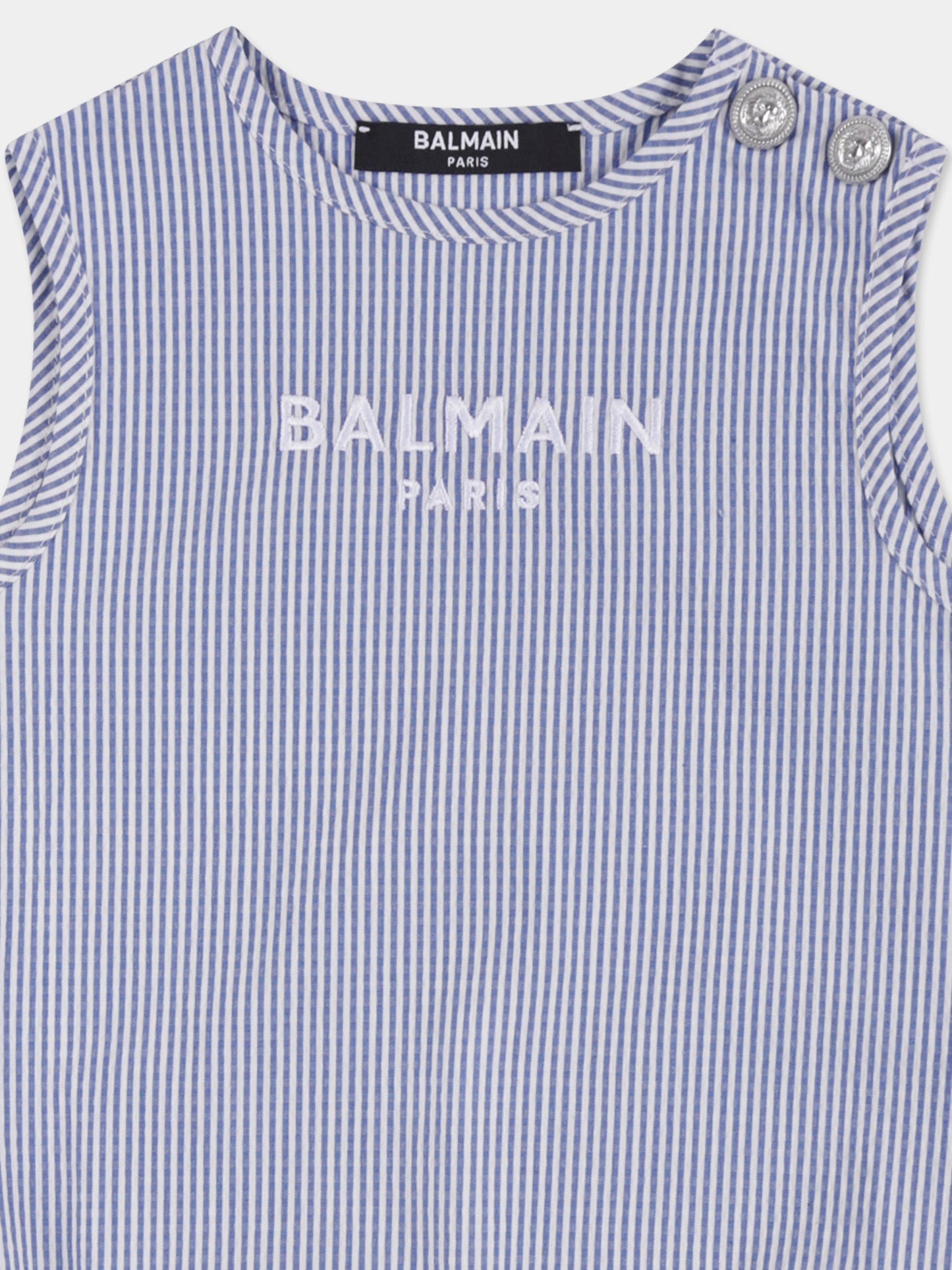 Pagliaccetto celeste per neonato con logo,Balmain Kids,BWA51B P0487 100CE