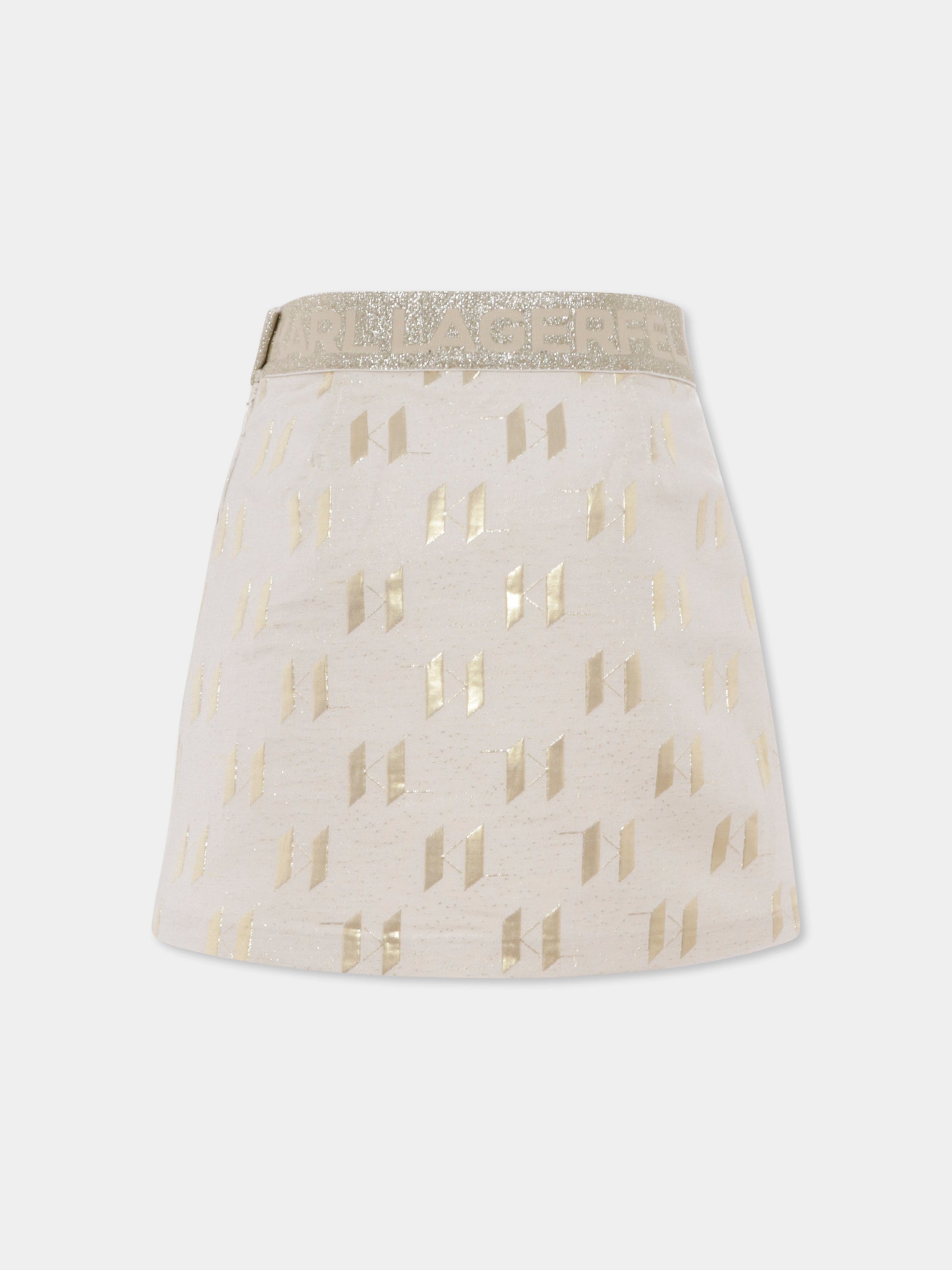 Gonna avorio per bambina con logo all over,Karl Lagerfeld Kids,Z30584 N81