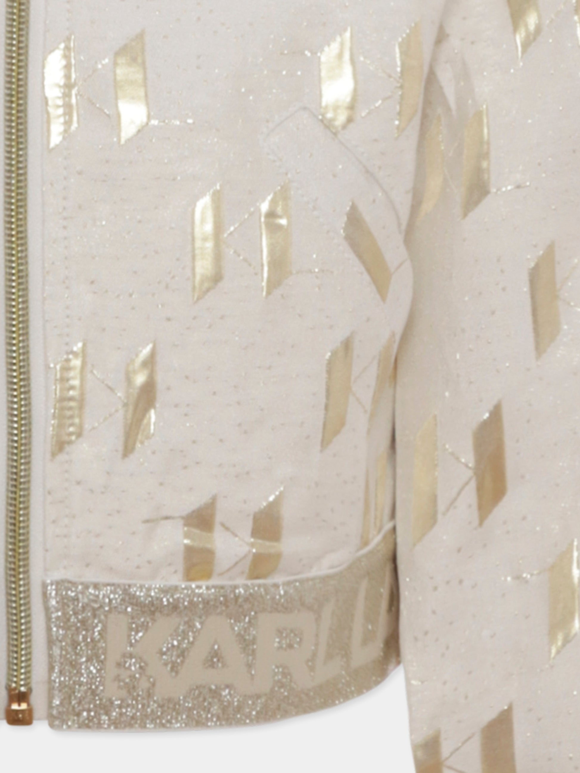 Felpa crop avorio per bambina con logo all over,Karl Lagerfeld Kids,Z30482 N81