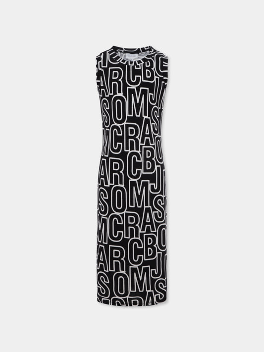 Vestito nero per bambina con logo all over,Marc Jacobs,W60499 09B