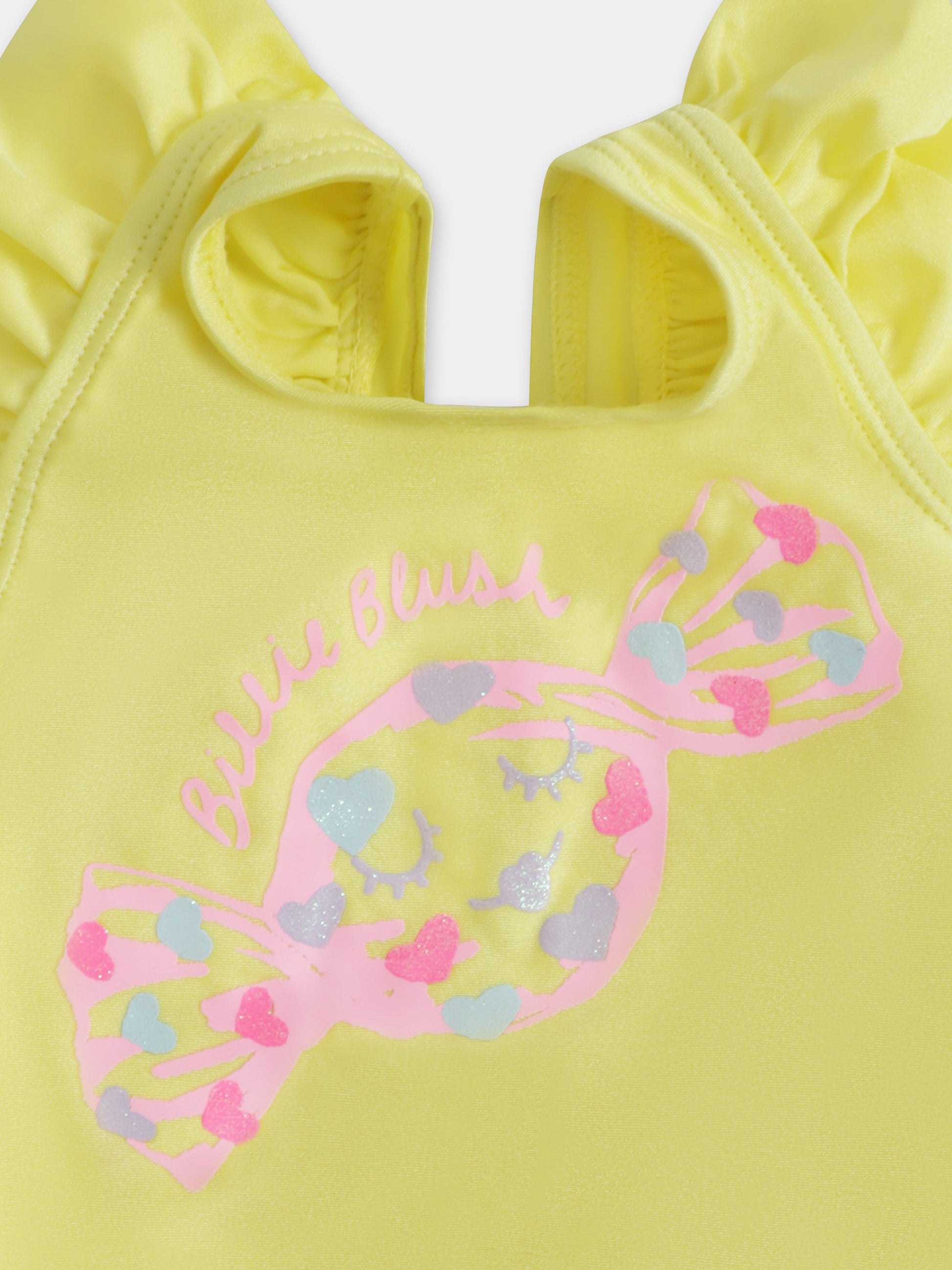 Costume intero giallo per neonata con caramella e logo,Billieblush,U20834 549