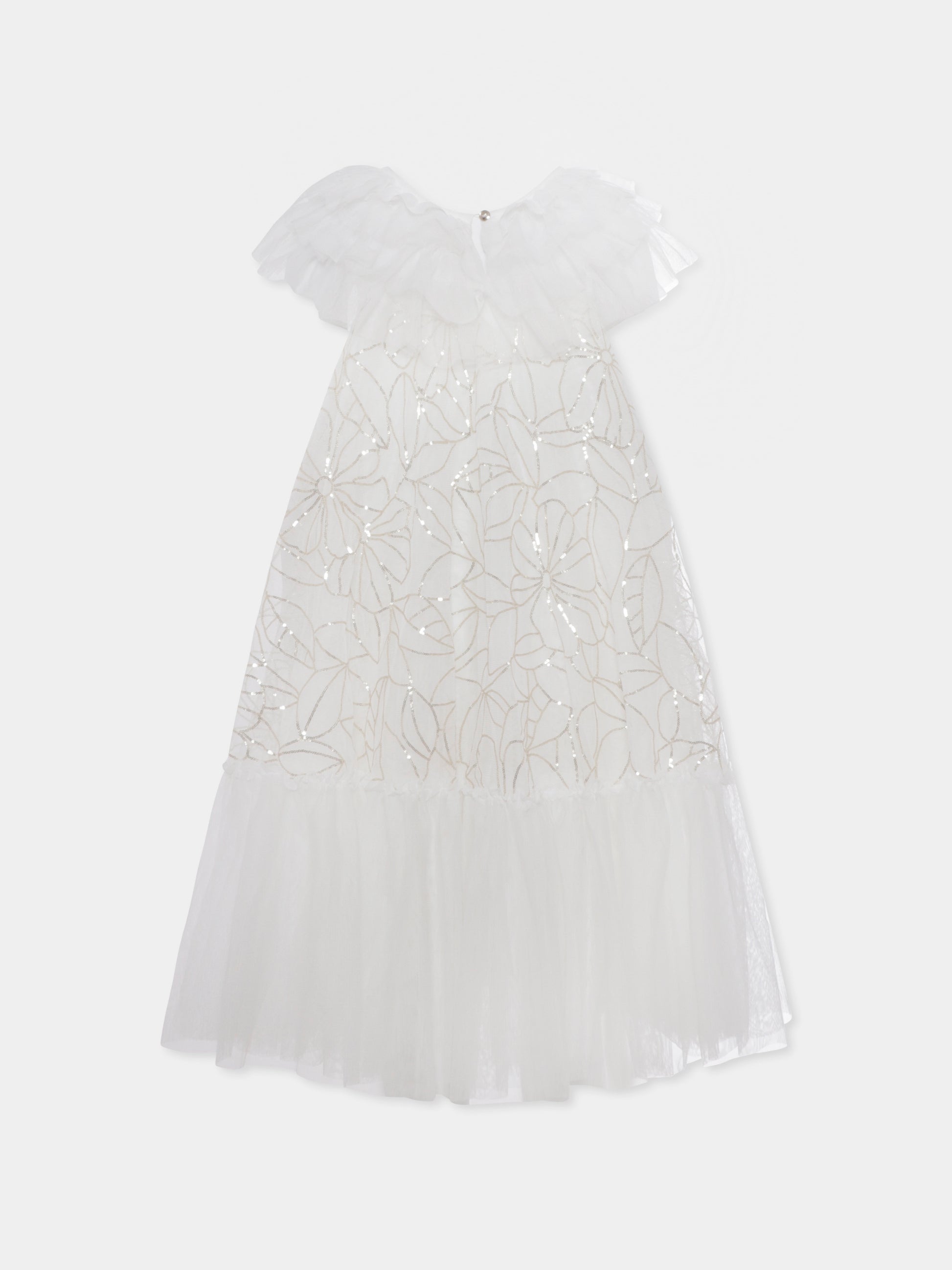 Vestito avorio per bambina con fiori,Billieblush,U20989 121