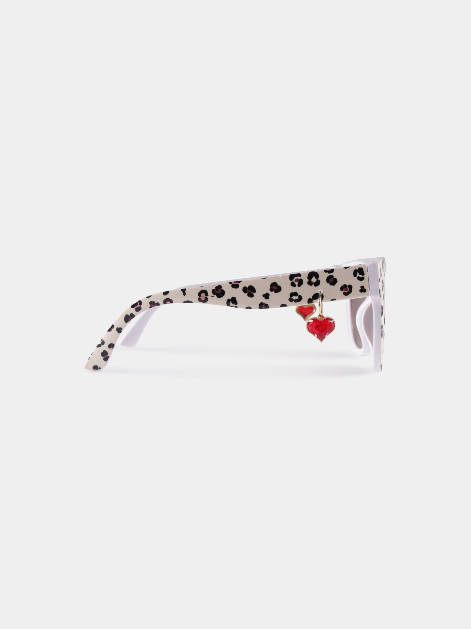 Occhiali da sole beige per bambina con stampa animalier,Monnalisa,19E088 5702 0080