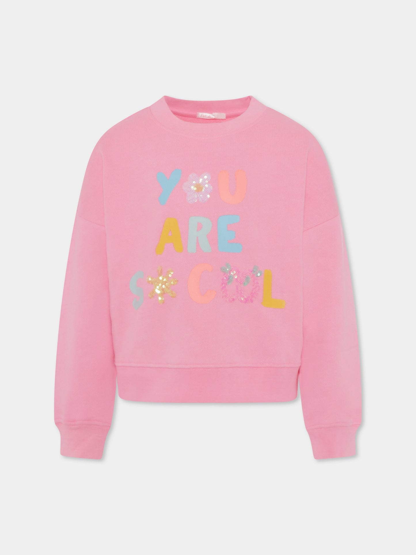 Felpa rosa per bambina con scritta,Billieblush,U20097 462