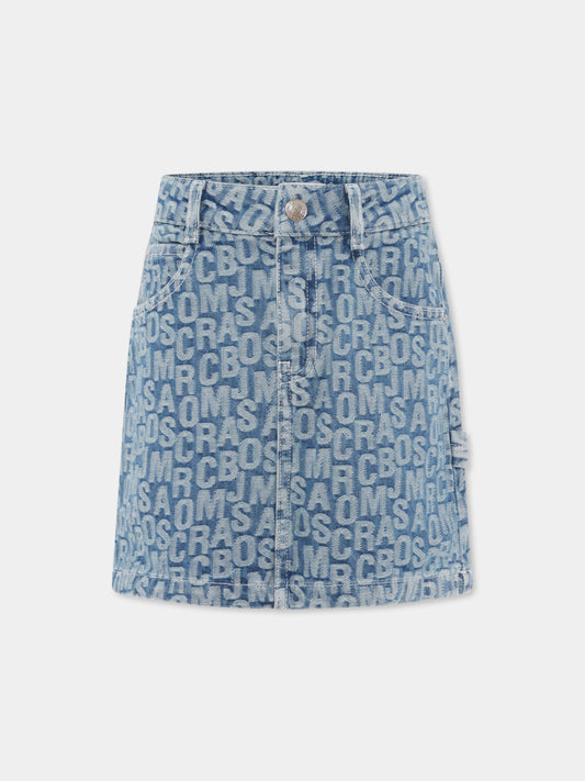 Gonna denim per bambina con logo all over,Marc Jacobs,W60091 Z10