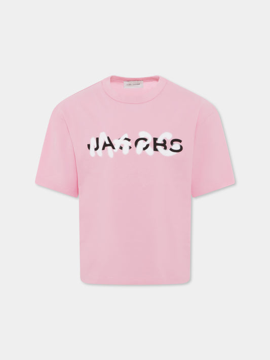 T-shirt rosa per bambina con logo,Marc Jacobs,W60205 45T