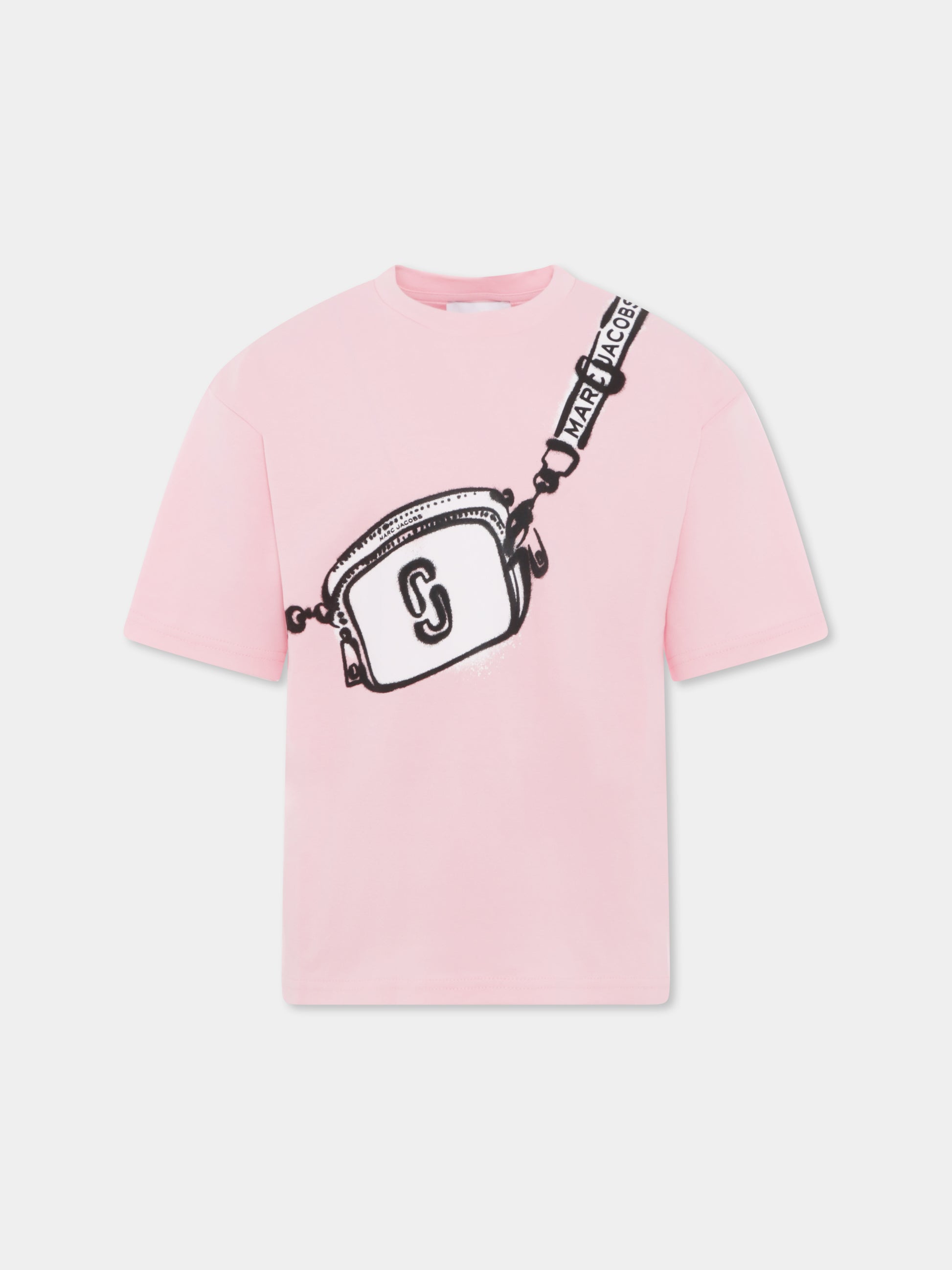 T-shirt rosa per bambina con stampa borsa,Marc Jacobs,W60207 45T