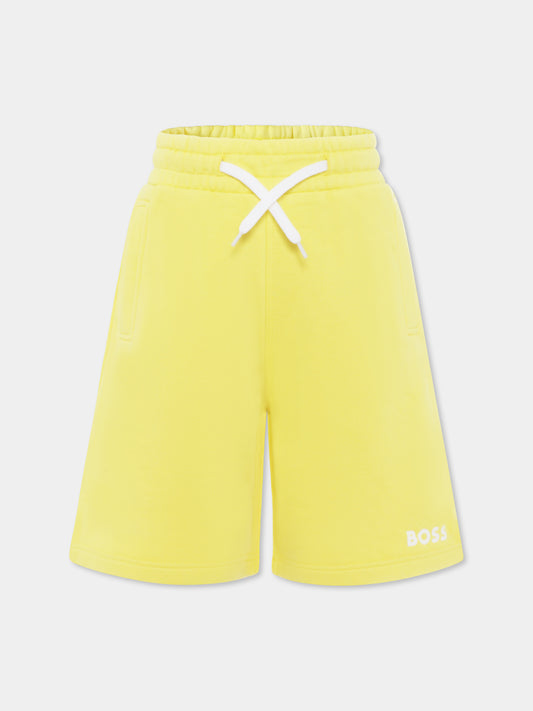 Shorts gialli per bambino con logo,Boss,J50680 508