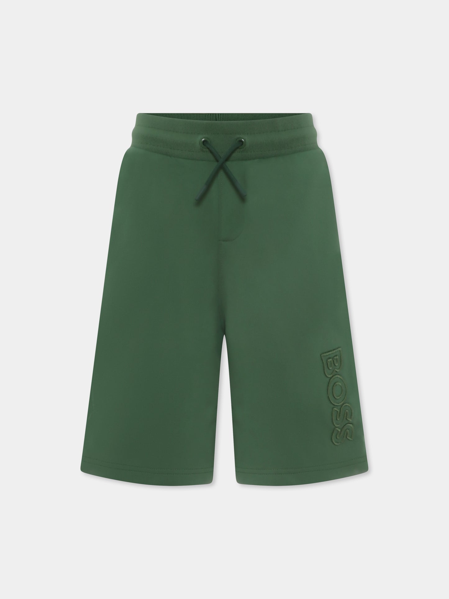 Shorts verdi per bambino con logo,Boss,J50685 651