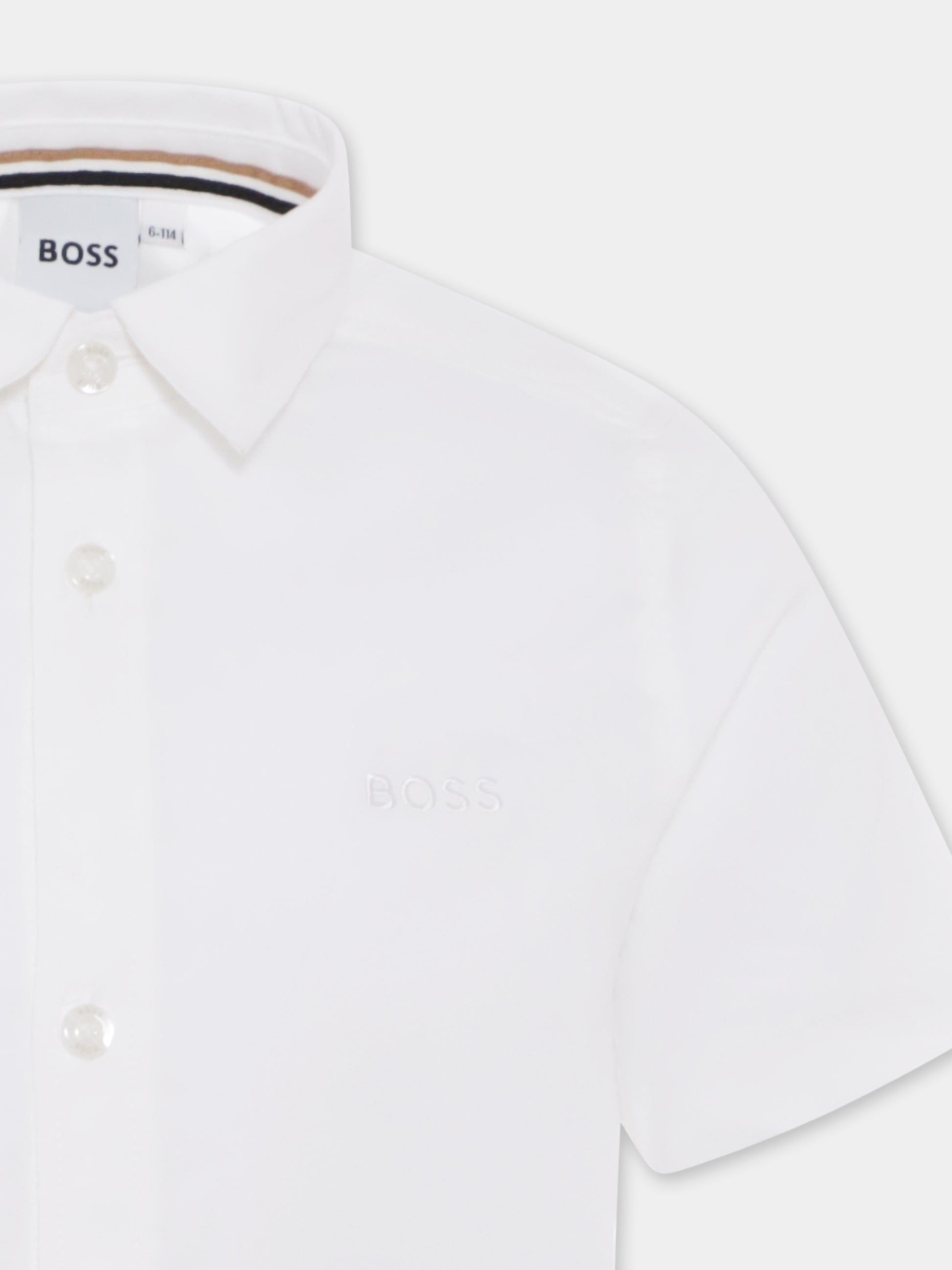 Camicia bianca per bambino con logo,Boss,J50696 10P