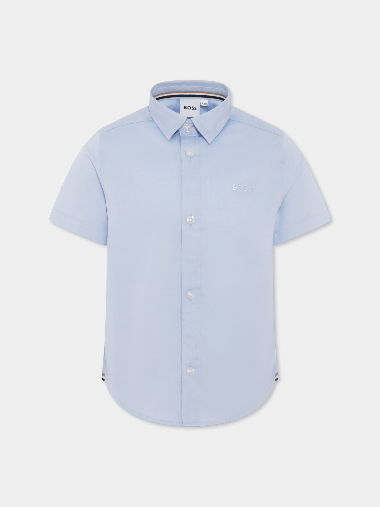 Camicia celeste per bambino con logo,Boss,J50696 77D