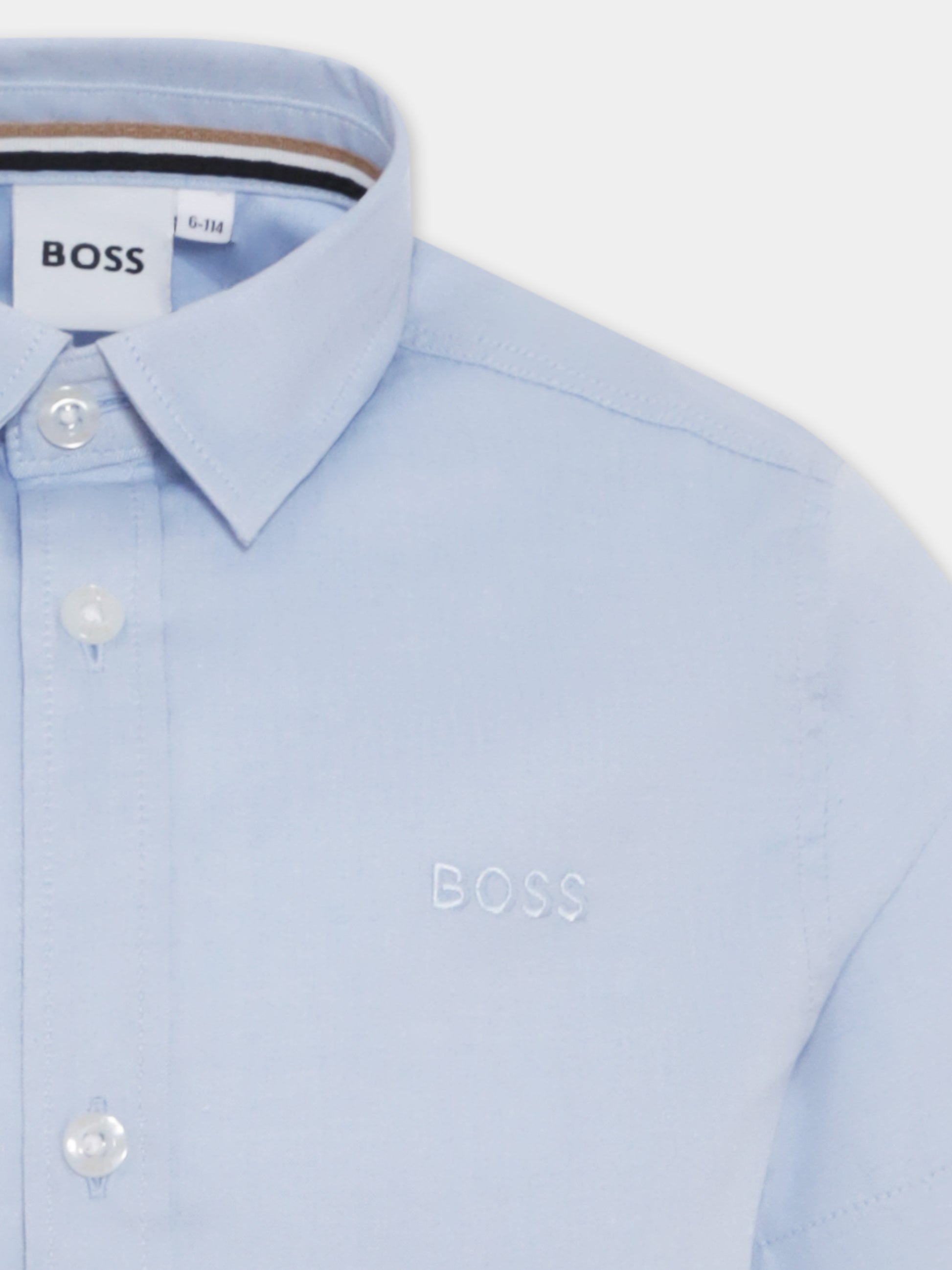 Camicia celeste per bambino con logo,Boss,J50696 77D