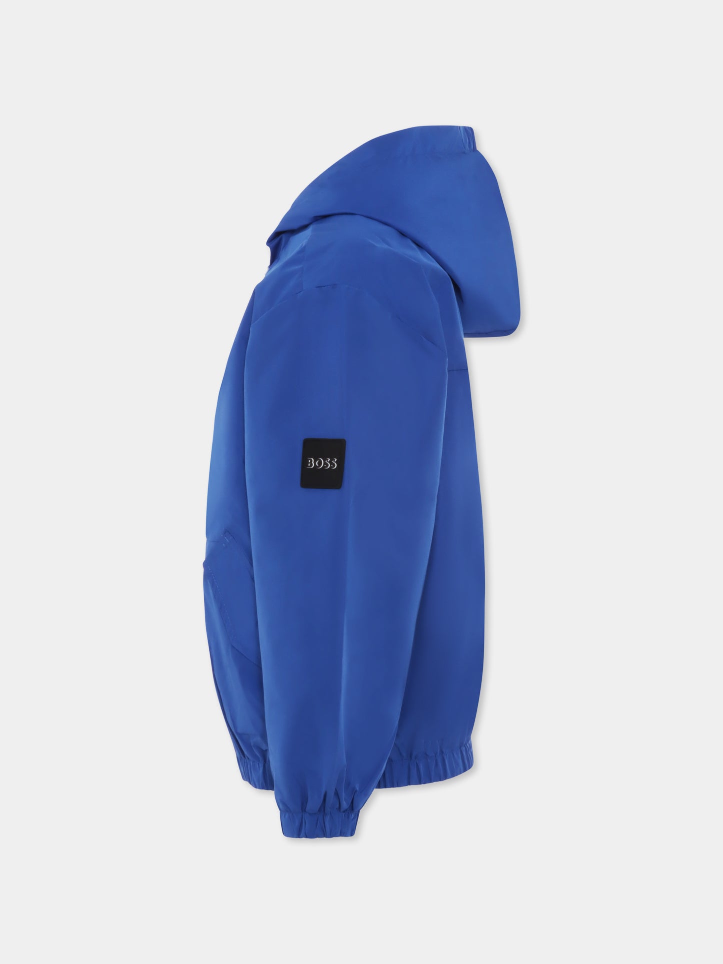 Giacca a vento azzurra per bambino con logo,Boss,J50740 872