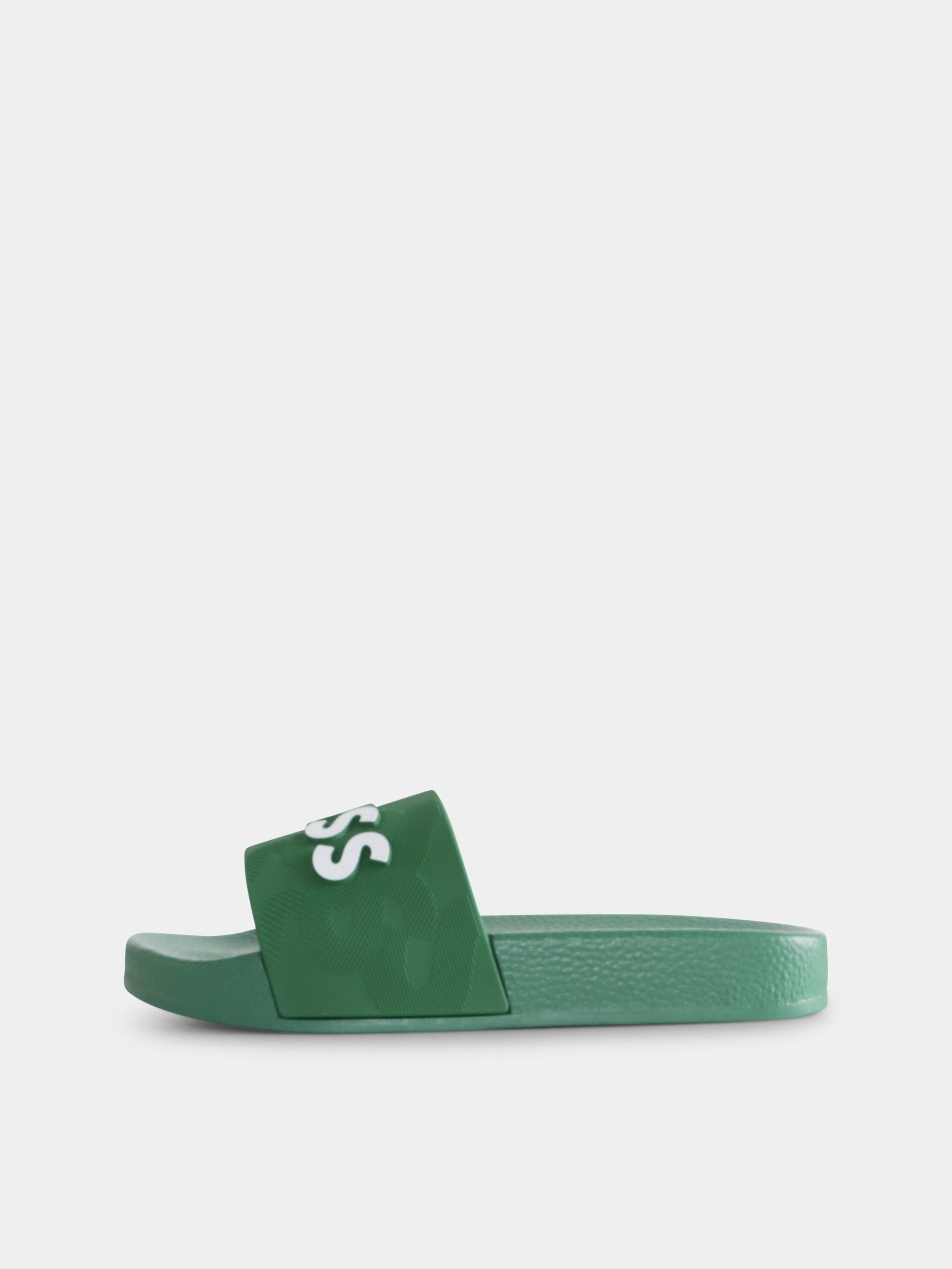 Ciabatte verdi per bambino con logo,Boss,J50879 651