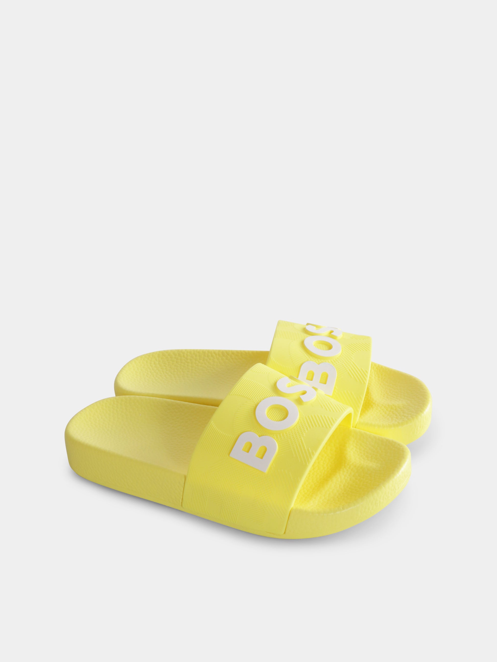 Ciabatte gialle per bambino con logo,Boss,J50888 609