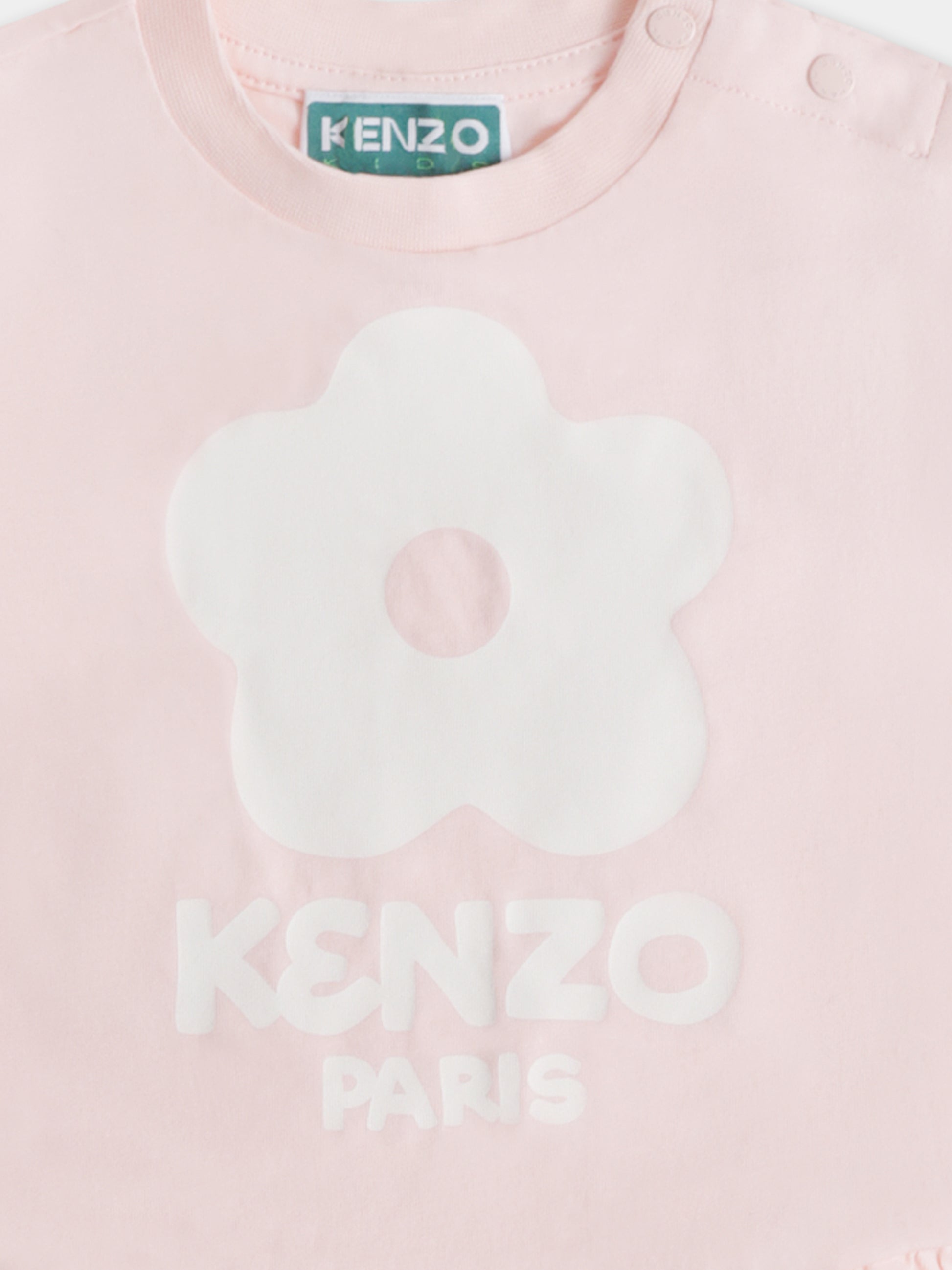 Vestito rosa per neonata con fiore e logo,Kenzo Kids,K60115 46T