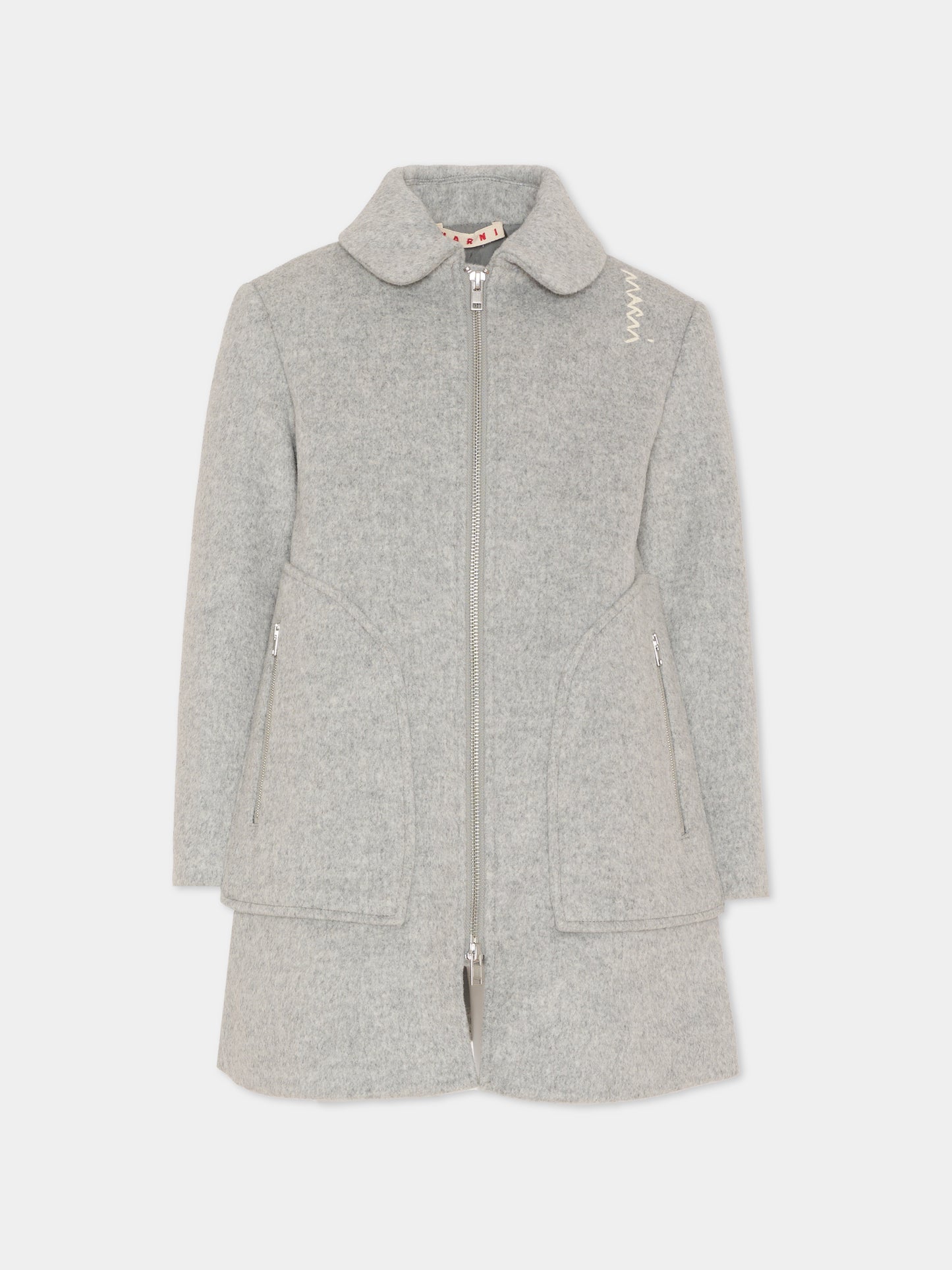 Cappotto grigio per bambina con logo,Marni Kids,M01494 M00VP 0M923
