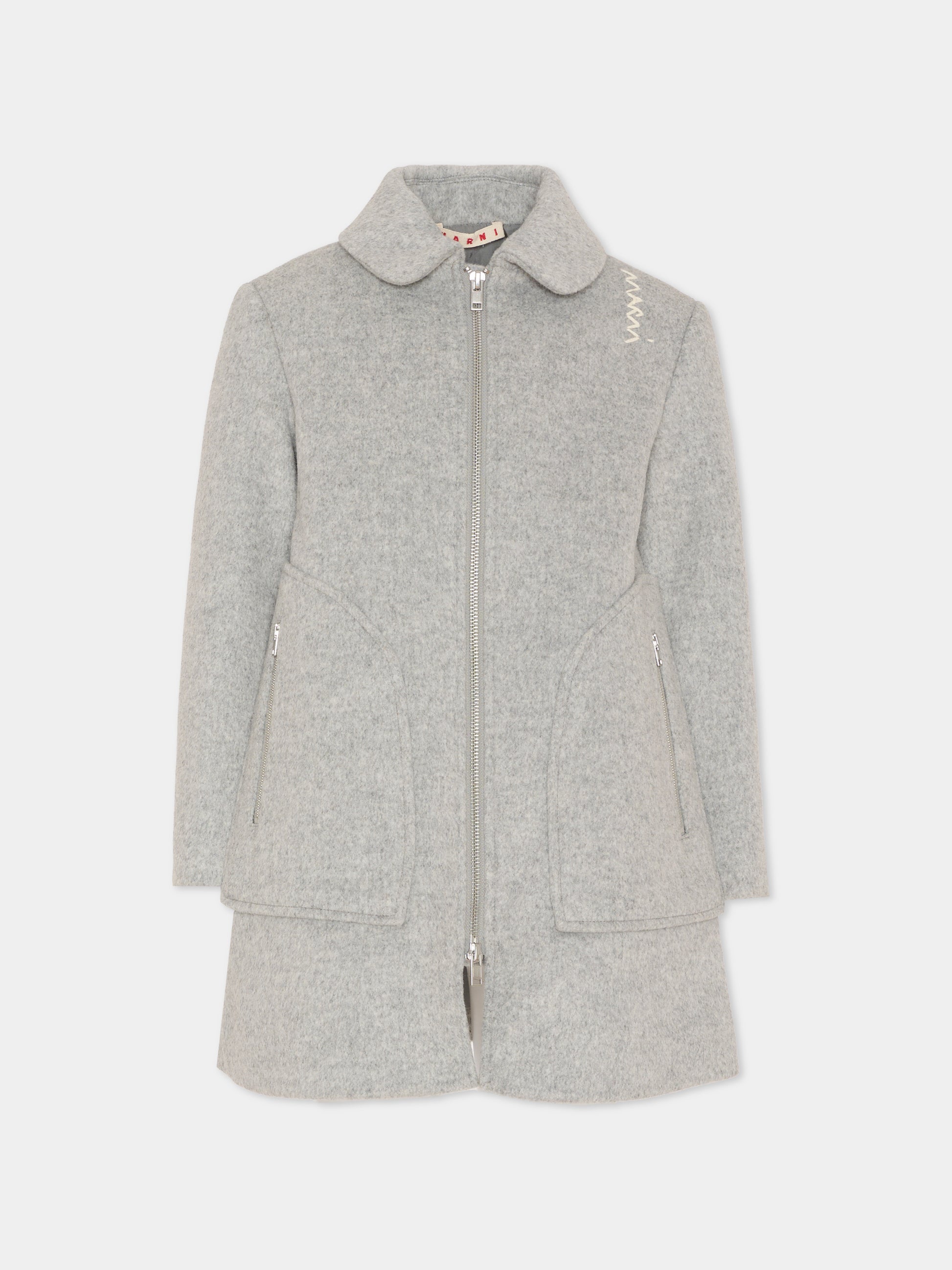 Cappotto grigio per bambina con logo,Marni Kids,M01494 M00VP 0M923