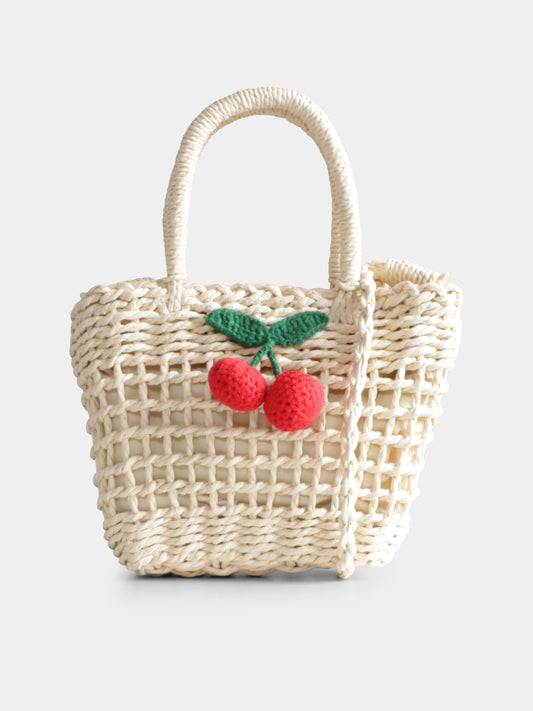 Borsa beige per bambina con ciliegie