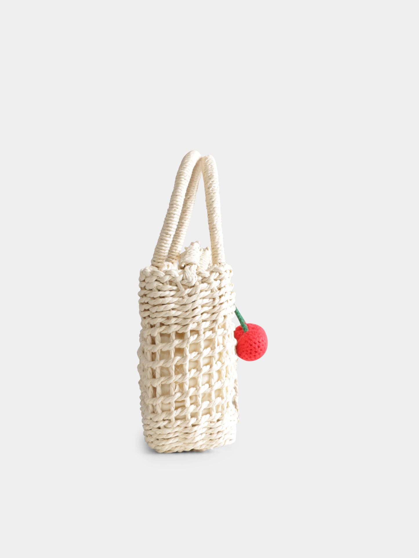 Borsa beige per bambina con ciliegie