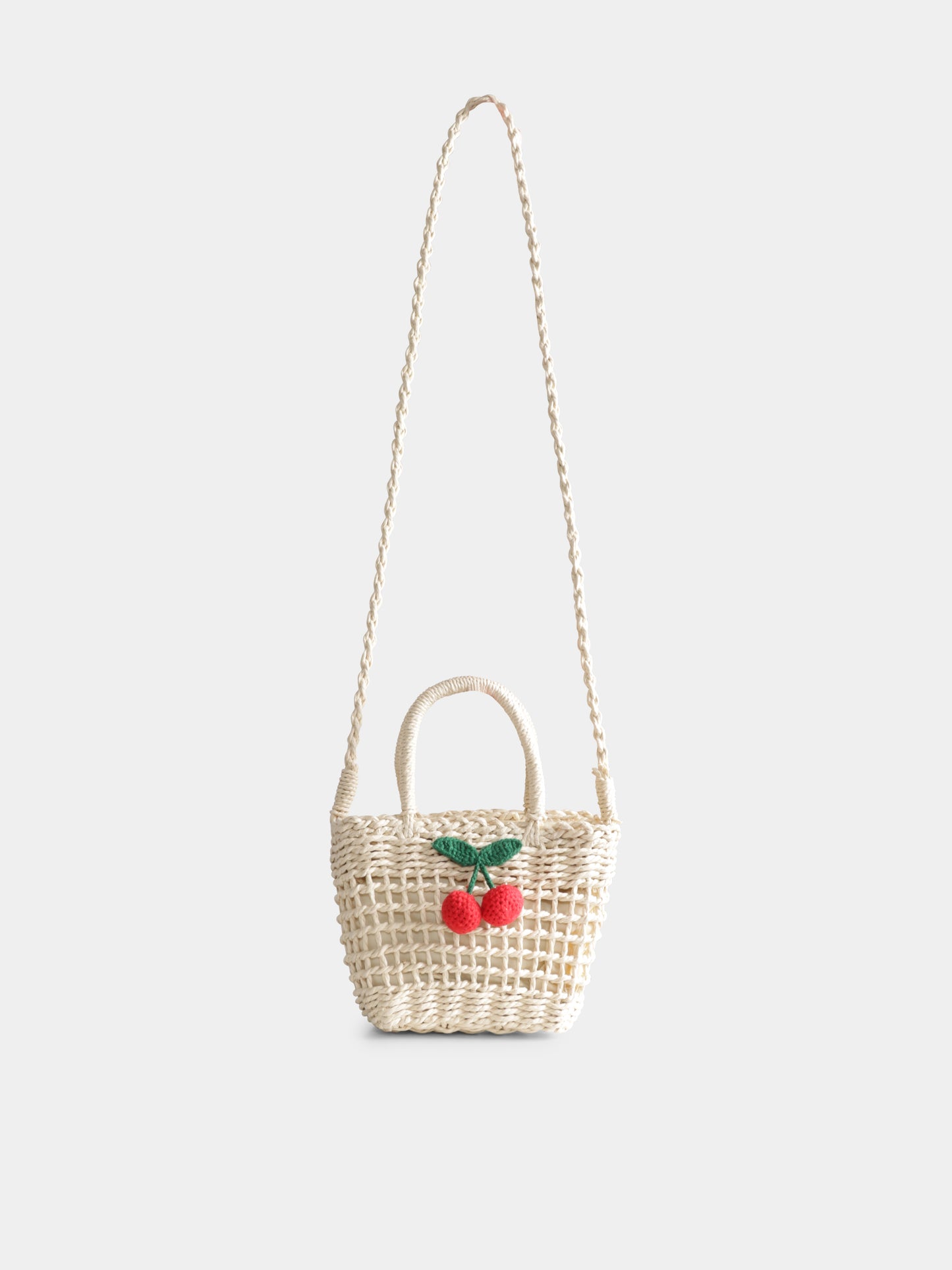 Borsa beige per bambina con ciliegie