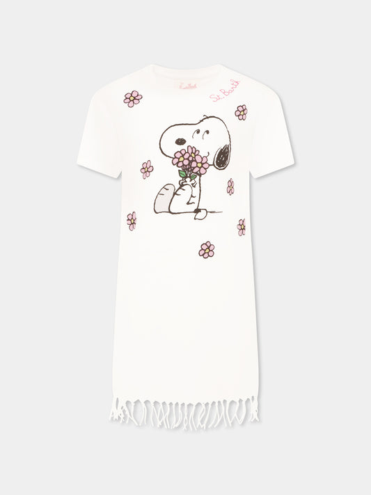 Vestito bianco per bambina con Snoopy