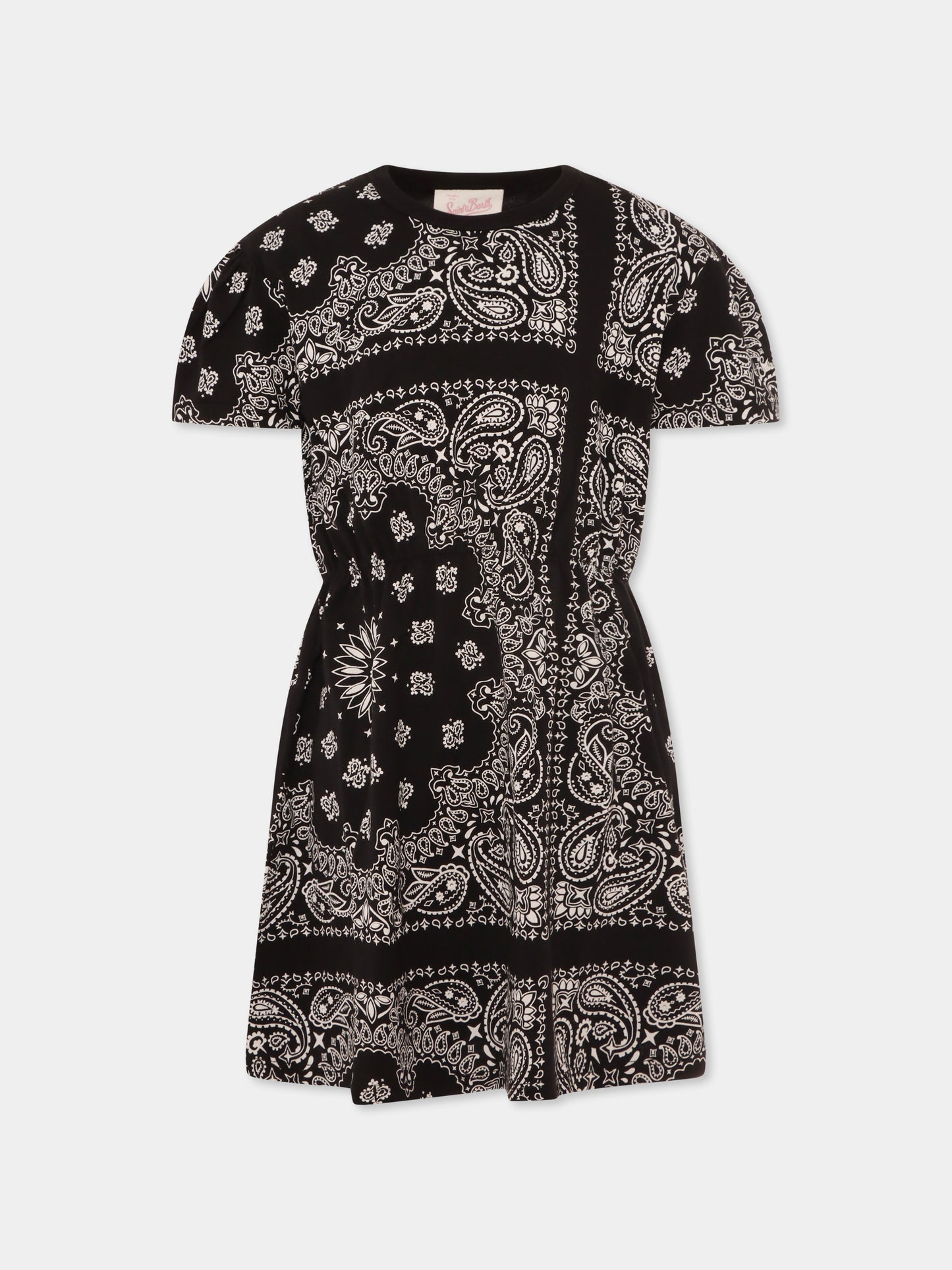 Vestito nero per bambina con stampa paisley,Mc2 Saint Barth,LEI0001 03148H