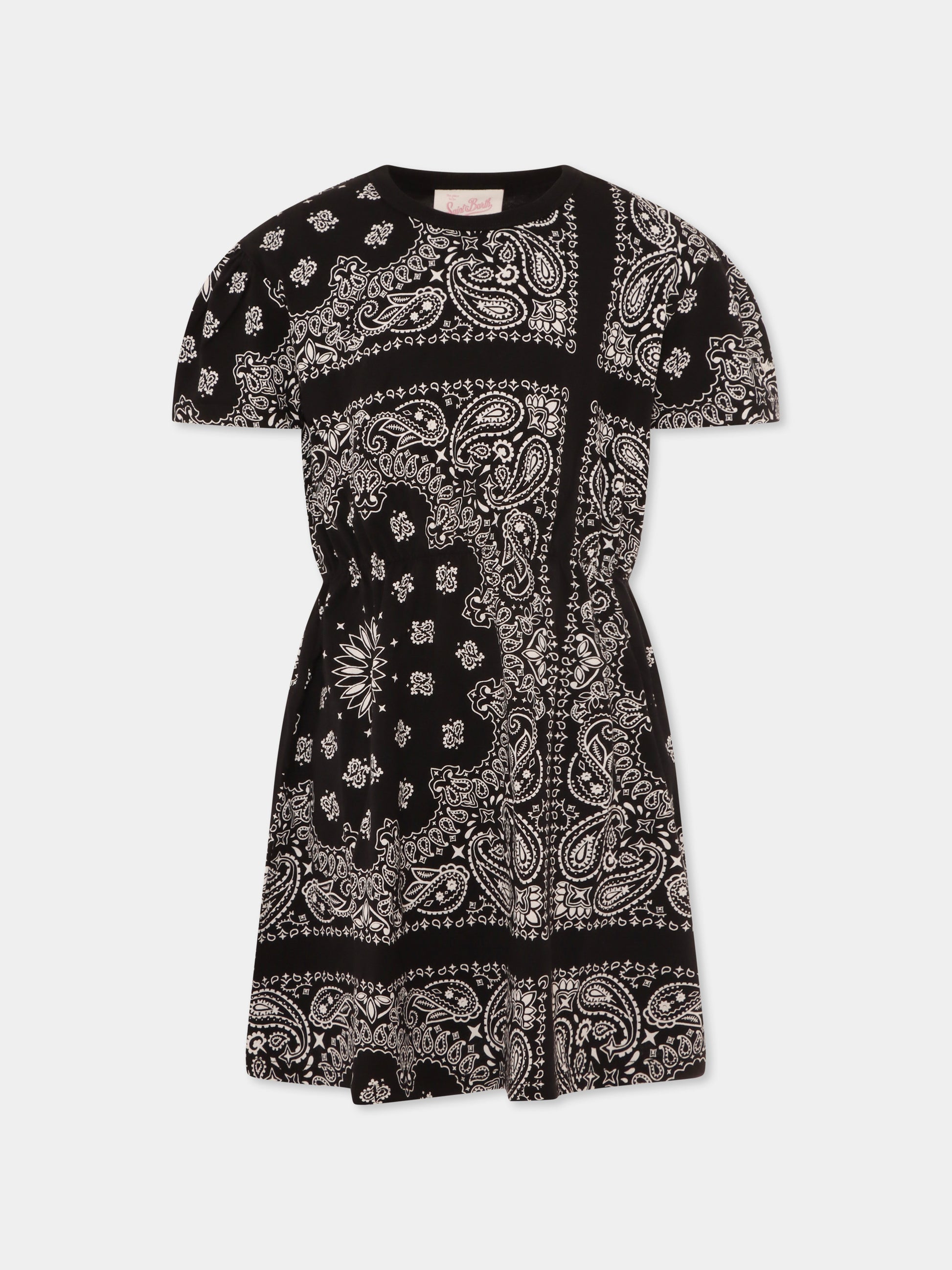 Vestito nero per bambina con stampa paisley,Mc2 Saint Barth,LEI0001 03148H