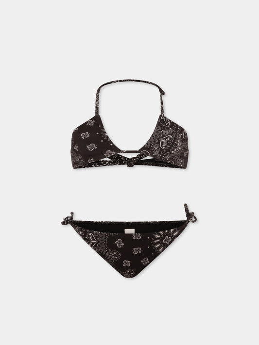 Bikini nero per bambina con stampa pailsey,Mc2 Saint Barth,ARY00002 04708D