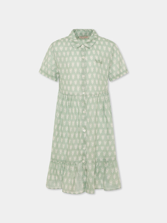 Vestito verde per bambina con stampa floreale
