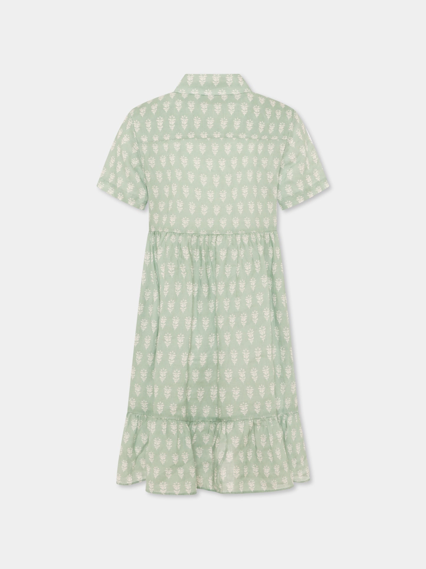 Vestito verde per bambina con stampa floreale