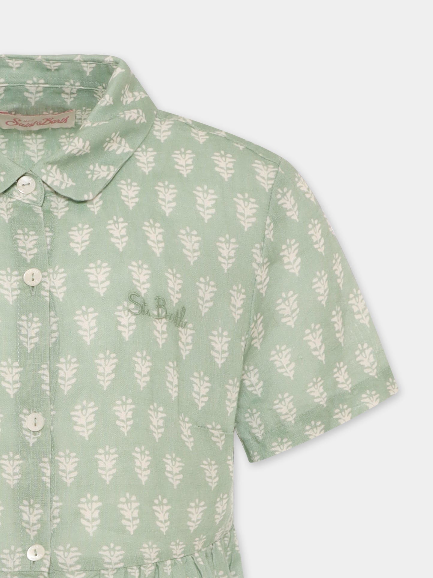 Vestito verde per bambina con stampa floreale