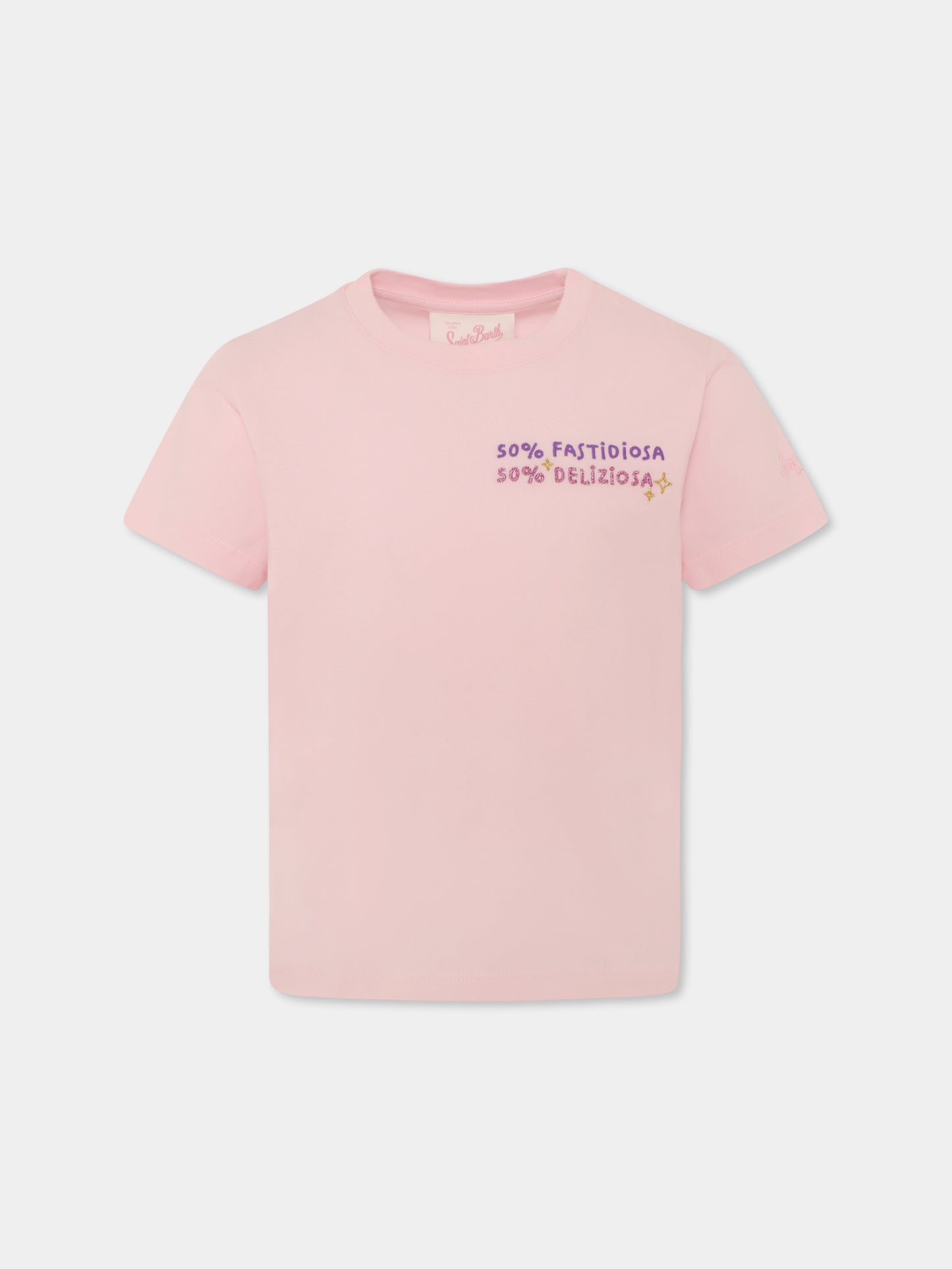 T-shirt rosa per bambina con scritta