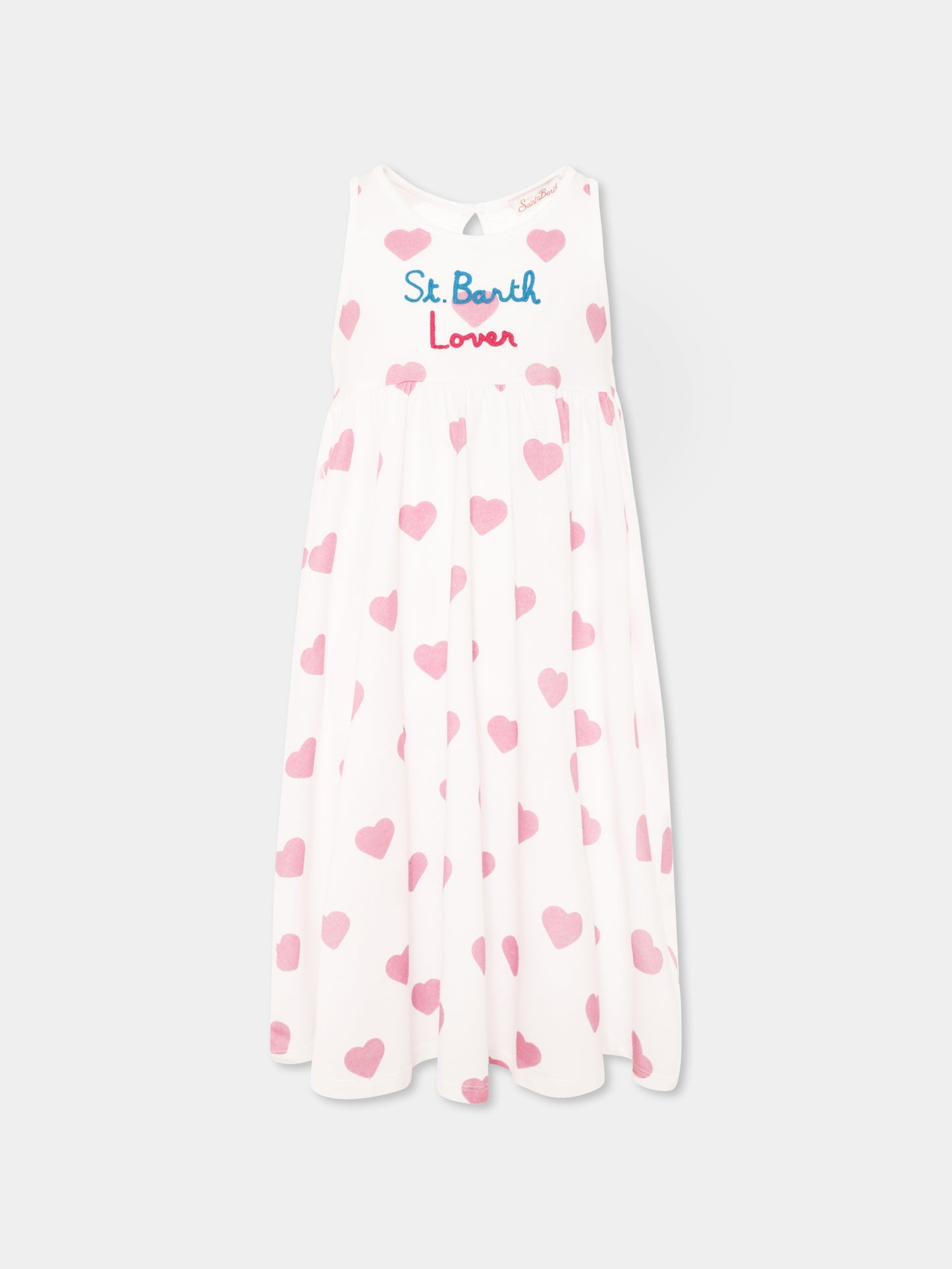 Vestito bianco per bambina con cuori all over