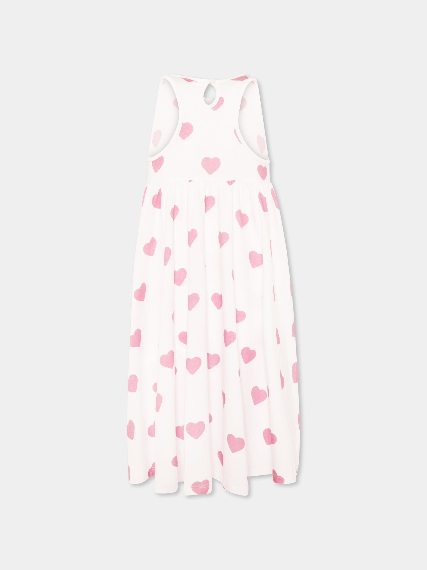 Vestito bianco per bambina con cuori all over