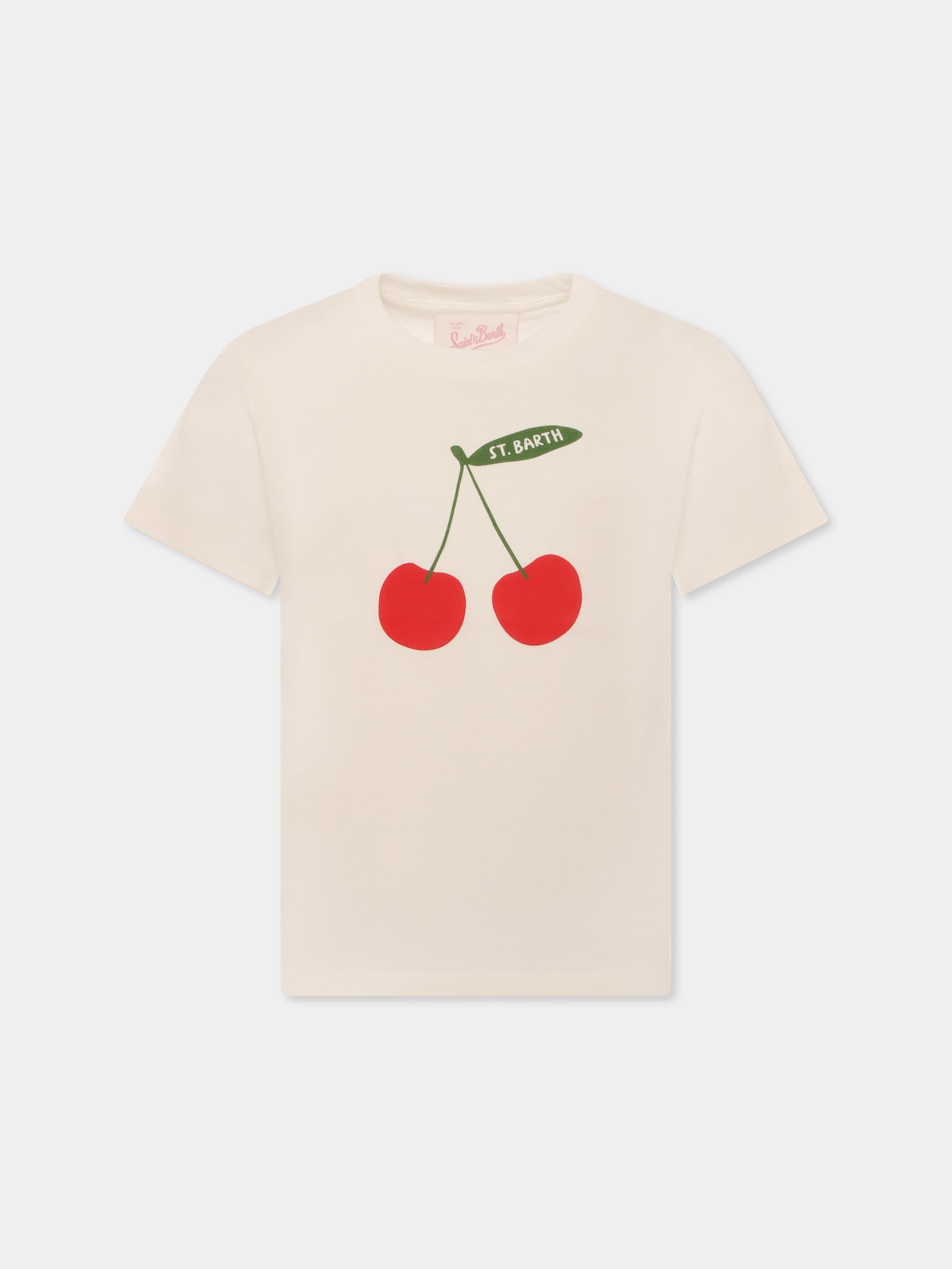 T-shirt avorio per bambina con ciliegie,Mc2 Saint Barth,ELLY001 03286H
