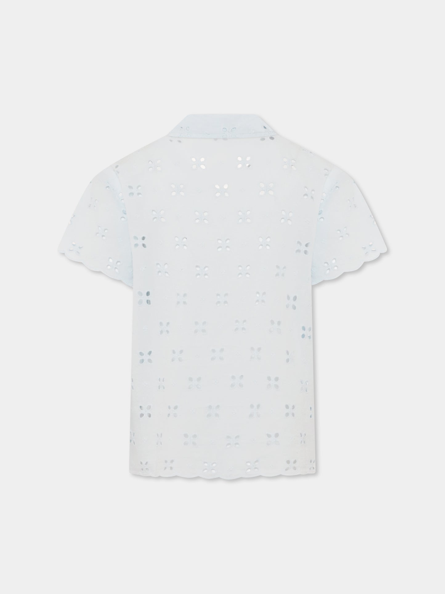Camicia celeste per bambina con fiori