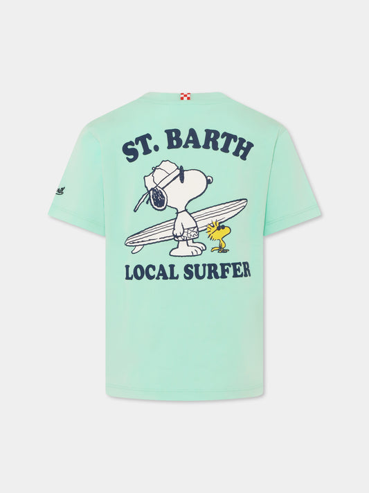 T-shirt verde per bambino con Snoopy