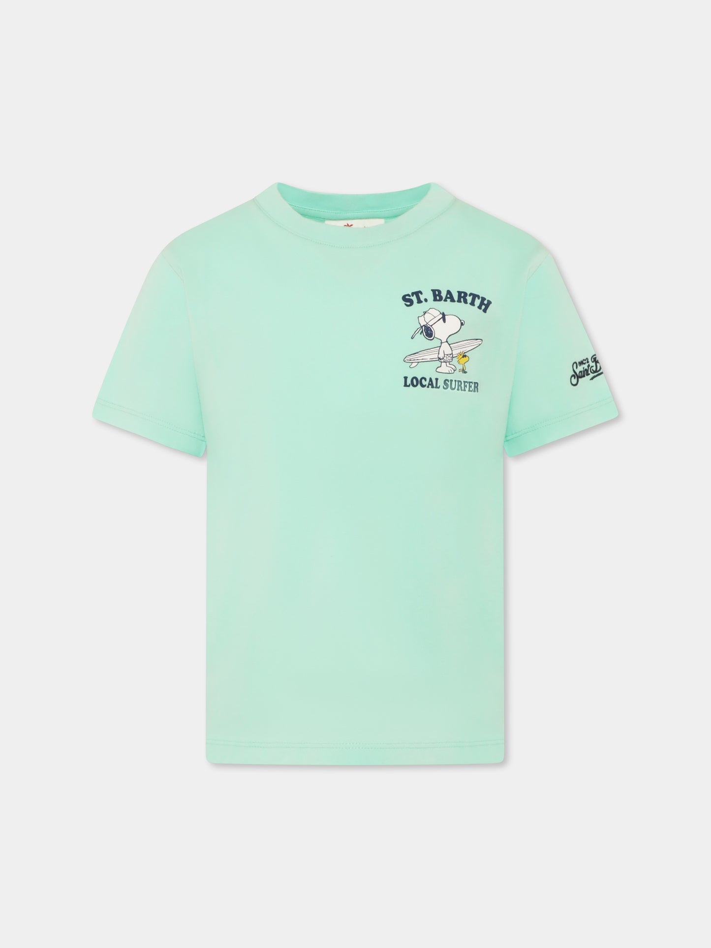 T-shirt verde per bambino con Snoopy